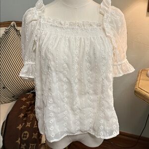 CeCe White  Eyelet Off the Shoulder Blouse- Size Small Boho